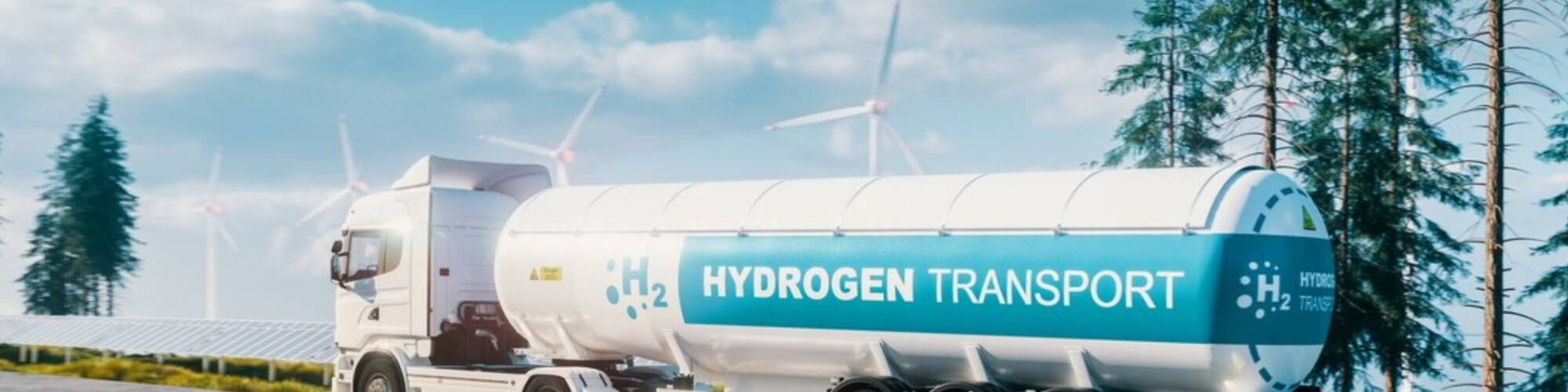 Green Hydrogen vehicle transporting green hydrogen through the UK